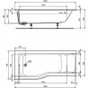 Baignoire Douche Asymétrique Gauche Connect Air - 170x80/70 réf. E113401