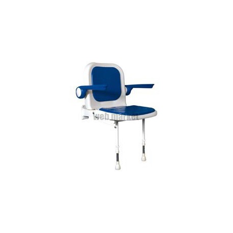 Siège de douche rabattables Série 4000 rembourré avec dossier et accoudoirs 582 x 485 x 640 mm, bleu réf. 04130P