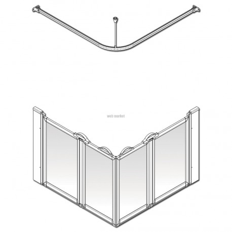 Paroi de douche en angle option E 1000 x 1000 x 750 mm Réf. 92048N