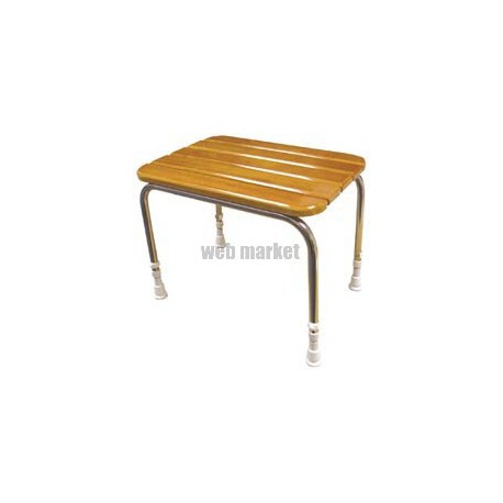Tabouret de douche à lattes en bois 53 x 35 x 50 mm réf. 05080