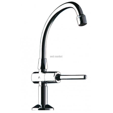 Robinet temporisé Tempostop pilier L 200 mm commande par levier bec mobile avec aérateur anti-tartre : réf. 737202
