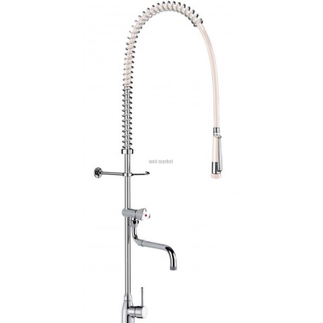 Ensemble de prélavage avec mitigeur monotrou avec puisage à bec télescopique flexible et douchette blancs : réf. 6692