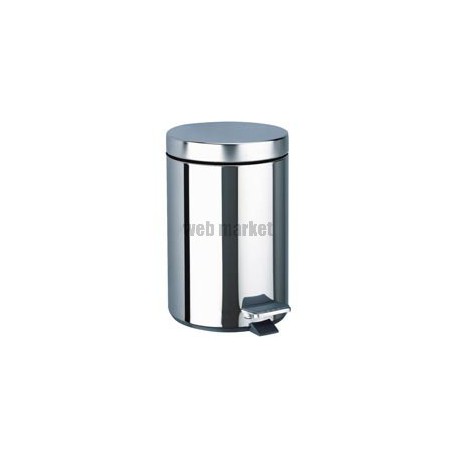 Poubelle ronde à pédale inox poli brillant 3 litres diamètre 170 : réf. 449
