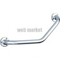 Barre de maintien coudée à 135 , D25, 220x220 mm, avec fixations visibles sur platines à 3 trous,inox poli brillant chromé Ré