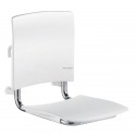 Siège de douche inox à accrocher, assise et dosseret grand confort nylon HR brillant blanc réf. 510300