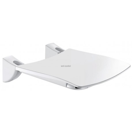 Siège de douche inox relevable, assise grand confort nylon HR brillant blanc réf. 510420