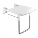 Siège de douche inox relevable avec pied, assise grand confort nylon HR inox poli brillant réf. 510430