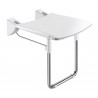 Siège de douche inox relevable avec pied, assise grand confort nylon HR inox poli brillant réf. 510430