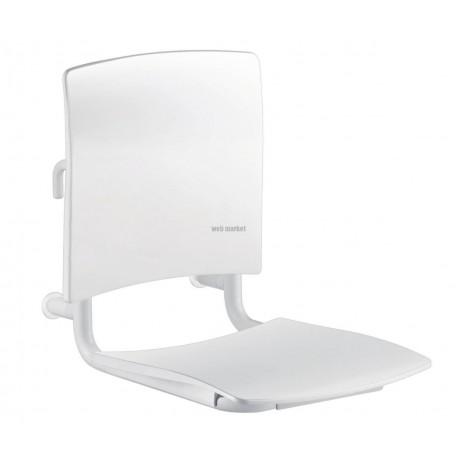 Siège de douche à accrocher, assise et dosseret grand confort nylon HR brillant blanc réf. 510300N