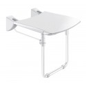 Siège de douche relevable avec pied assise grand confort nylon HR brillant blanc réf. 510430N