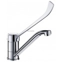 Mitigeur d évier à bec haut orientable, bec en laiton chromé H 145 avec levier médical coudé L 220 réf. 2210L