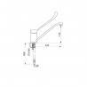 Mitigeur d évier à bec haut orientable, bec en laiton chromé H 145 avec levier médical coudé L 220 réf. 2210L