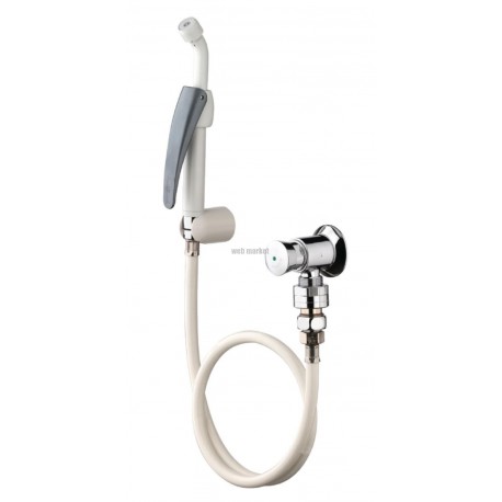 Lave-bassin avec robinet à clapet, douchette à manette 45, finition époxy blanc réf. 39209