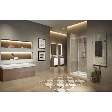 Paroi de douche Lunes 2.0 B 114 extensible 114 - 120 cm verre trempé transparent chromé Réf. LUNB114-1K