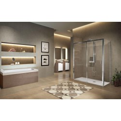 Paroi de douche Lunes 2.0 2PH 114 GA extensible 114 - 120 cm verre trempé transparent silver Réf. LUN2PH114S-1B