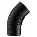 Coude plissé 45° émaillé 7 / 10e soudé en continue, diamètre 130 mm, noir mat (RAL 9019) CD 45 130 E NM / réf. 56130921