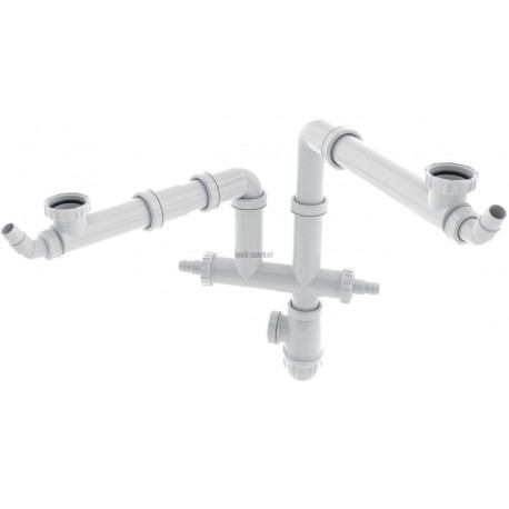 Tubulure play + plug 2 bacs avec siphon connectic Réf 78050000100