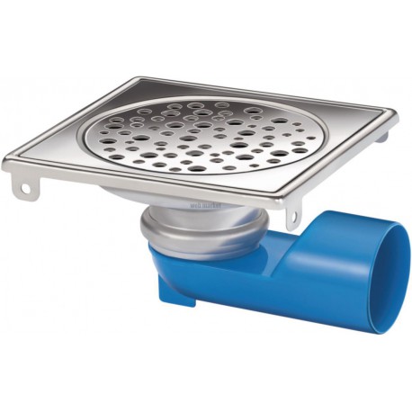 Siphon sol inox orientable 360, 146x146mm, grille à trous ronds réf 2112715