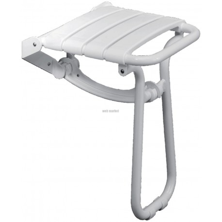 Siège de douche escamotable 38 x 35,5 cm blanc avec béquille automatique réf. 047630