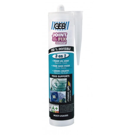 Mastic MS JOINT & FIX cristal cartouche 280ml transparent réf 590510