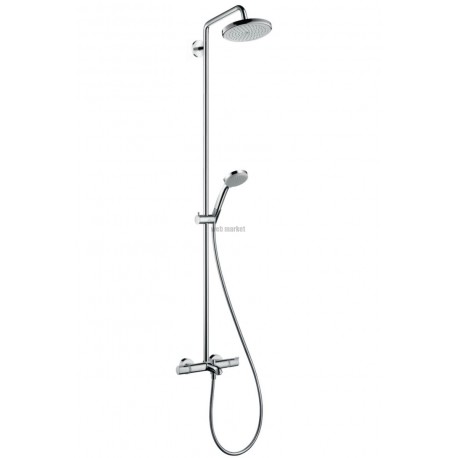 Ensemble de douche Showerpipe CROMA 220 bain-douche thermostatique EcoStat chromé réf. 27223000