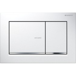 Plaque de déclenchement Omega30 synthétique double touche blanc / chromé brillant / blanc réf 115080KJ1