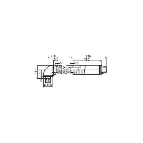 Kit départ horizontal / terminal horizontal diamètre 60 / 100 condens 1 M réf. 3318635