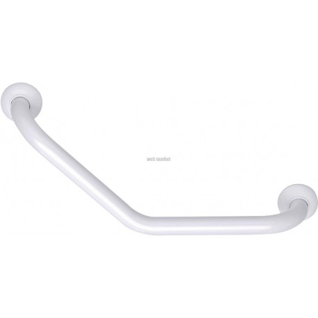 Barre d appui coudée angle 135° symétrique, 26,5x26,5mm, tube en aluminium D30mm, cache-fixations blanc Réf 049220