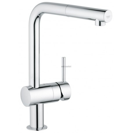 Mitigeur évier MINTA monocommande 15 x 21, monotrou, bec l tubulaire orientable, mousseur extractible, clapets anti-retour in