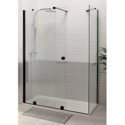 PAROI DE DOUCHE COULISSANTE PUREDAY VERRE TIMELESS PROFILÉ NOIR 200 CM GAUCHE