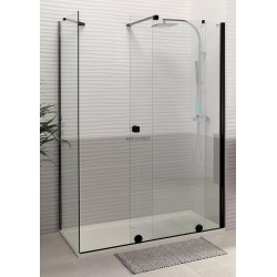 PAROI DE DOUCHE COULISSANTE PUREDAY VERRE TIMELESS PROFILÉ NOIR 140 CM DROITE