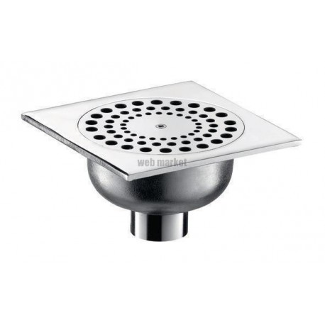 Siphon de sol à encastrer pour salles de douche ou caniveaux à pente en laiton chromé 140x140 pour garde d eau de 20mm sortie