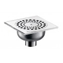 Siphon de sol à encastrer pour salles de douche ou caniveaux à pente en laiton chromé 140x140 pour garde d eau de 20mm sortie