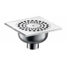 Siphon de sol à encastrer pour salles de douche ou caniveaux à pente en laiton chromé 140x140 pour garde d eau de 20mm sortie