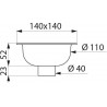 Siphon de sol à encastrer pour salles de douche ou caniveaux à pente en laiton chromé 140x140 pour garde d eau de 20mm sortie