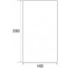 Rideau de douche H 200 L 140 cm 9 anneaux plastique blanc en PVC blanc non-feu avec oeillets métalliques, plombé anneau métal