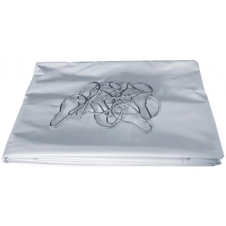 Rideau de douche H 200 L 180 cm 12 anneaux plastique blanc en PVC blanc non-feu avec oeillets métalliques, plombé anneau méta