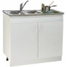 Sous-évier SIM CLIP sur pieds réglables NF. avec plinthe clipsable. mélaminé blanc. 2 Portes réf. S11N12080