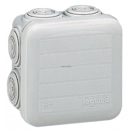 Boîte carrée 105 x 105 x 55 étanche Plexo gris - embout (7) - IP55 - Ref.092022