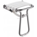 Siège de douche escamotable avec béquille automatique, tube en aluminium D 25 mm, lattes polypropylène blanc, époxy gris réf.