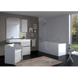 ENSEMBLE MEUBLE NEW AGE AVEC VASQUE 120 CM GAUCHE, FAUTEUIL ET CAISSON BIANCO TRANCHÉ RÉF NA-800S/238