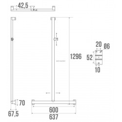 Barre de douche en T ou en L Arsis, Aluminium Anodisé réf. 049621