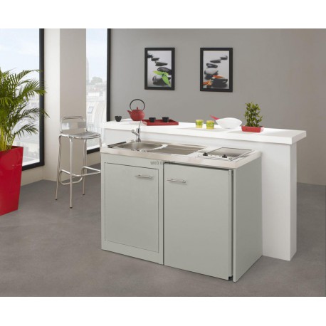 Meuble bas cuisinette CLIPMETAL COLOR 120 cm, Coloris Soie