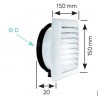 ATLANTIC GRILLE EXTERIEURE NON ACOUSTIQUE DIAMETRE 125 - GAP 125
