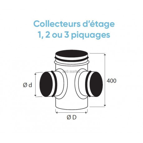 Collecteur d'étage 1 piquage - CET - Diamètre 315 / 160 mm - Avec joint