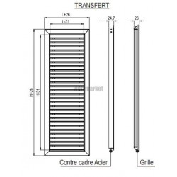 ALDES Grille Gridlined transfert L200 x H410 RAL9016