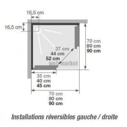 Cabine de douche Kineprime glass 90 coulissant receveur bas thermostatique réf. CA702TTN