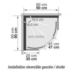 Cabine de douche Kineprime glass 80 rond coulissant receveur bas mecanique réf. CA761MTN