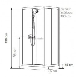 Cabine de douche Kineprime glass 100x80 coulissant receveur bas thermostatique réf. CA703TTN