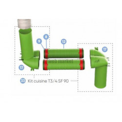 ATLANTIC KIT CLIPETGO DIAMETRE 90 POUR BOUCHE CUISINE D.125 DE T3:4 SIMPLE FLUX